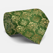Glam Green Gold Pattern Stropdas (Opgerold)