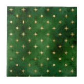Glam Green Gold Stars Kerstmis Tegeltje (Voorkant)