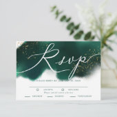 Glam Green Gold Wedding RSVP avec choix de repas (Debout devant)