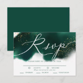 Glam Green Gold Wedding RSVP avec choix de repas (Devant / Derrière)