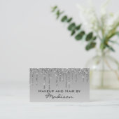 Glam Grey Silver Glitter drukt artiest uit Visitekaartje (Staand voorkant)