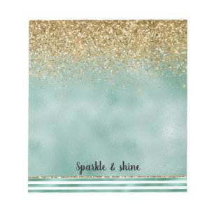 Glam groen witte strepen goud glitters notitieblok
