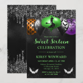 Glam Halloween Ornamenten Sweet 16 Kaart (Voorkant / Achterkant)