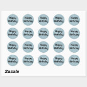 Glam Happy Birthday Blue Silver Glitter Sparkles Ronde Sticker (Vel)