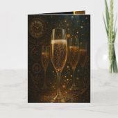 Glam Happy New Year Steampunk Champagne Feestdagen Kaart (Voorkant)