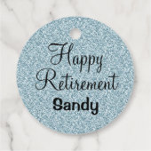 Glam Happy Retirement Blue Silver Glitter Sparkles Bedankjes Labels (Achterkant)