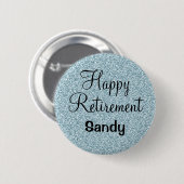 Glam Happy Retirement Blue Silver Glitter Sparkles Ronde Button 5,7 Cm (Voorkant /achterkant)