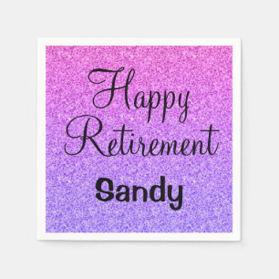 Glam Happy Retirement Ombre Paarse Glitter Sparkle Servet