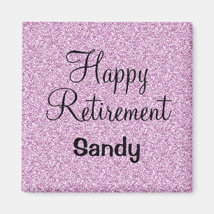 Glam Happy Retirement Paarse Glitter Sparkle Magneet