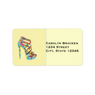 Glam hoge hakken bruiloft adres label