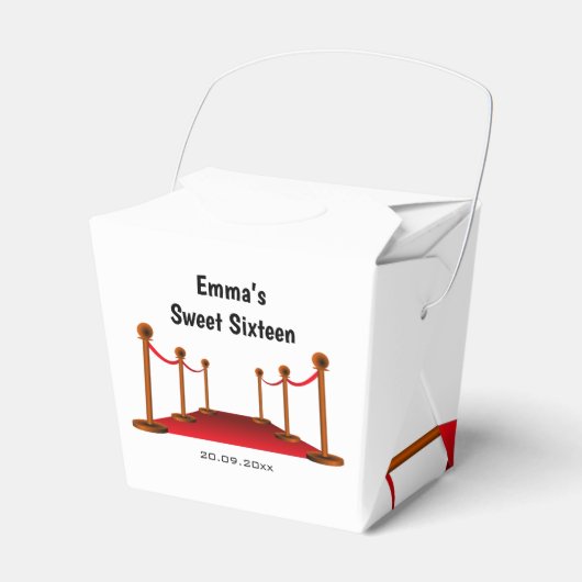 Glam Hollywood Wit & Rode Tapijt Zoet 16e Bedankdoosjes (Voorkant Zijde)