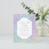 Glam Holographic Glitter Modern Save the Date (Staand voorkant)