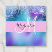 Glam Holographic Mermaid Glitter Sparkle Monogram Bedankjes Labels (Achterkant)