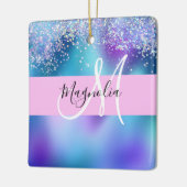 Glam Holographic Mermaid Glitter Sparkle Monogram Keramisch Ornament (Links)
