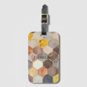 Glam Honey Comb Blush Champagne Abstract Bagagelabel (Voorkant (verticaal))