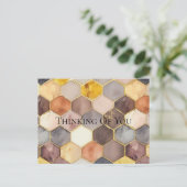 Glam Honey Comb Blush Champagne Abstract Briefkaart (Staand voorkant)