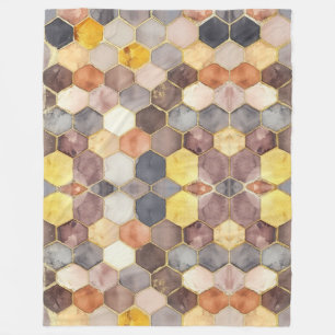 Glam Honey Comb Blush Champagne Abstract Fleece Deken