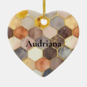 Glam Honey Comb Blush Champagne Abstract Keramisch Ornament (Voorkant)