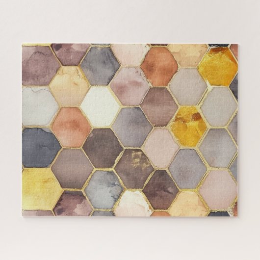 Glam Honey Comb Blush Champagne Abstract Legpuzzel (Horizontaal)
