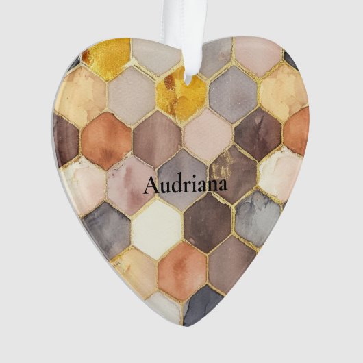 Glam Honey Comb Blush Champagne Abstract Ornament (voorkant)