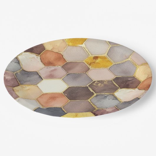Glam Honey Comb Blush Champagne Abstract Papieren Bordje (Gekanteld)