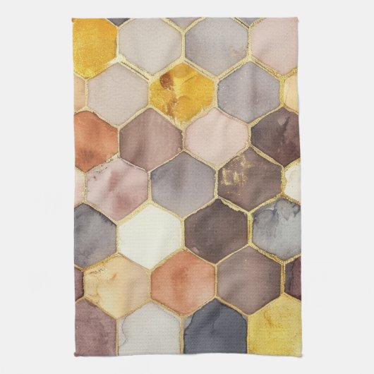 Glam Honey Comb Blush Champagne Abstract Theedoek (Verticaal)