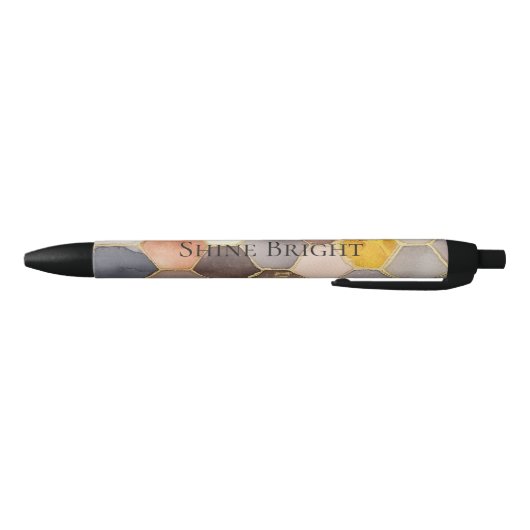 Glam Honey Comb Blush Champagne Abstract Zwarte Inkt Pen (Bodem)