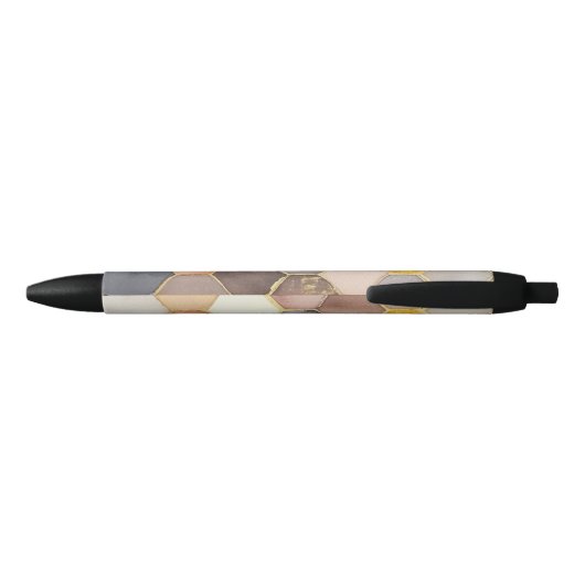 Glam Honey Comb Blush Champagne Abstract Zwarte Inkt Pen (Achterkant)