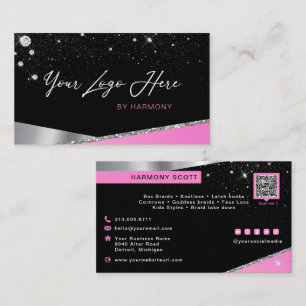 Glam Hot Pink Glitter Diamond Service of Merk Visitekaartje