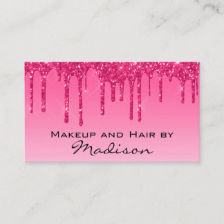 Glam Hot Roze Glitterdruppels Make-up Artiest Visitekaartje