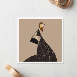 Glam in Black Fashion Art Card Miss Tina Notitiekaartje