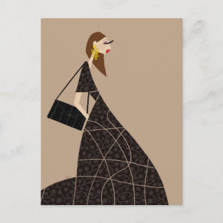 Glam in Black Mode Kunst Ansichtkaart Miss Tina Briefkaart