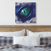 Glam Ink Gothic Blue Medieval Dragon Canvas Afdruk (Insitu (Slaapkamer))