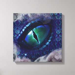 Glam Ink Gothic Blue Medieval Dragon Canvas Afdruk