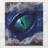 Glam Ink Gothic Blue Medieval Dragon Wijn Etiket (Enkel label)