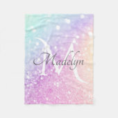 Glam Iridescent Glitter Persoonlijk Kleurrijk Fleece Deken (Voorkant)