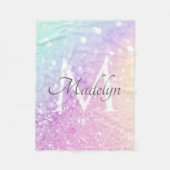 Glam Iridescent Glitter Persoonlijk Kleurrijk Fleece Deken (Voorkant)