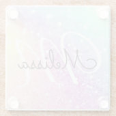 Glam Iridescent Glitter Persoonlijk Kleurrijk Glazen Onderzetter (Achterkant)