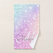 Glam Iridescent Glitter Persoonlijk Kleurrijk Handdoek (Handdoek)