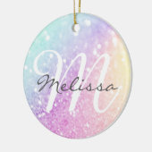 Glam Iridescent Glitter Persoonlijk Kleurrijk Keramisch Ornament (Links)