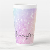 Glam Iridescent Glitter Persoonlijk Kleurrijk Latte Mok (Voorkant)