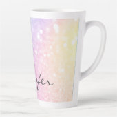Glam Iridescent Glitter Persoonlijk Kleurrijk Latte Mok (Rechts)