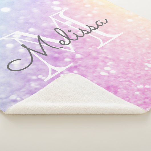 Glam Iridescent Glitter Persoonlijk Kleurrijk Sherpa Deken (3/4)