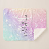 Glam Iridescent Glitter Persoonlijk Kleurrijk Sherpa Deken (Voorkant (horizontaal))