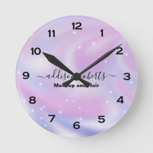 Glam Iridescent Sparkle Holographic  Ronde Klok