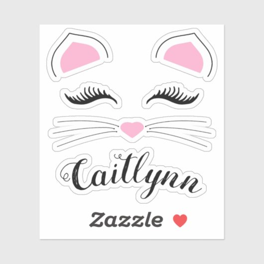 Glam Kat Gezichtsnaam Sticker (Vel)