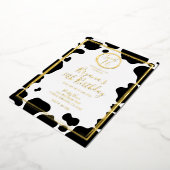 Glam Koe Afdrukken Moderne rand Bindende foto Gold Folie Uitnodiging (Gedraaid)