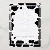 Glam koeienprint moderne rand trouwfoto goud folie uitnodiging (Voorkant)