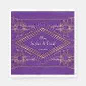 Glam Koninklijk Paars Goud Gatsby Bruiloft Servet (Voorkant)
