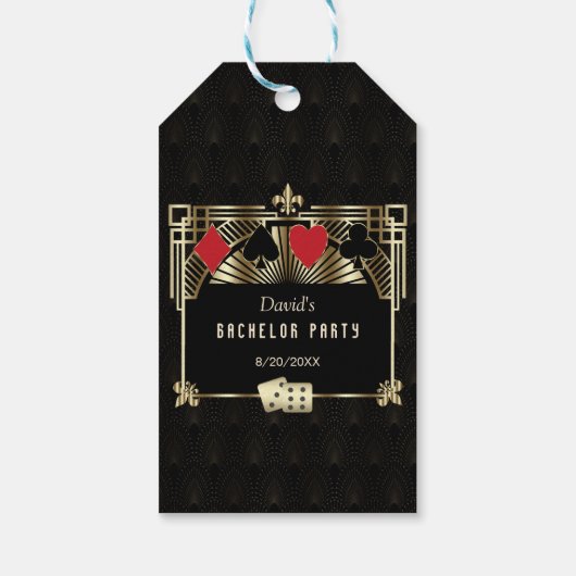 Glam Las Vegas Casino Royale Vrijgezellenfeest Cadeaulabel (Achterkant)